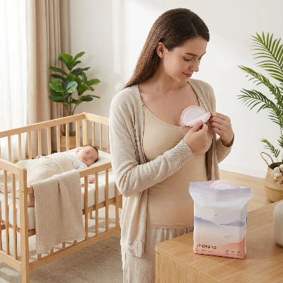 Maman portant un coussinet d-allaitement Saphicous