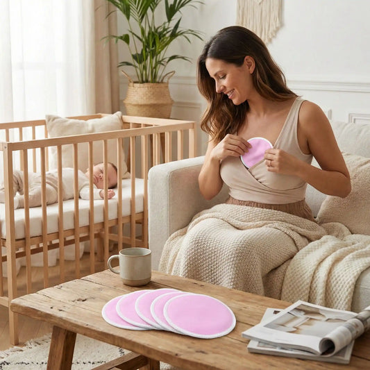 Maman porte un des coussinets d'allaitement Tenous