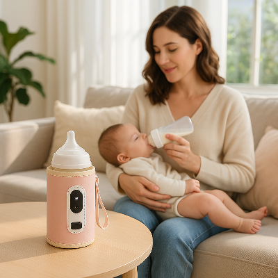Maman et bebe chauffe biberon portable Laidep sur une table