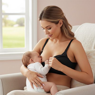MAMAN PORTE SOUTIEN GORGE D ALLAITEMENT BRANAT NOIR BÉBÉ TETE 
