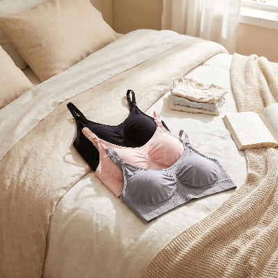 trois soutien gorge allaitement grande taille Laflex noir gris rose